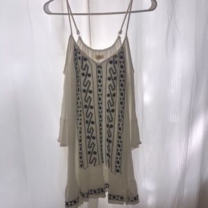 NAVY EMBROIDERED WHITE DRESS